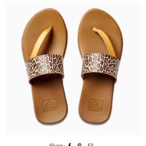 Reef Women's Brown Cushion Sol Diagonal T Strap Flip Flop Sandals Leopard Size 9